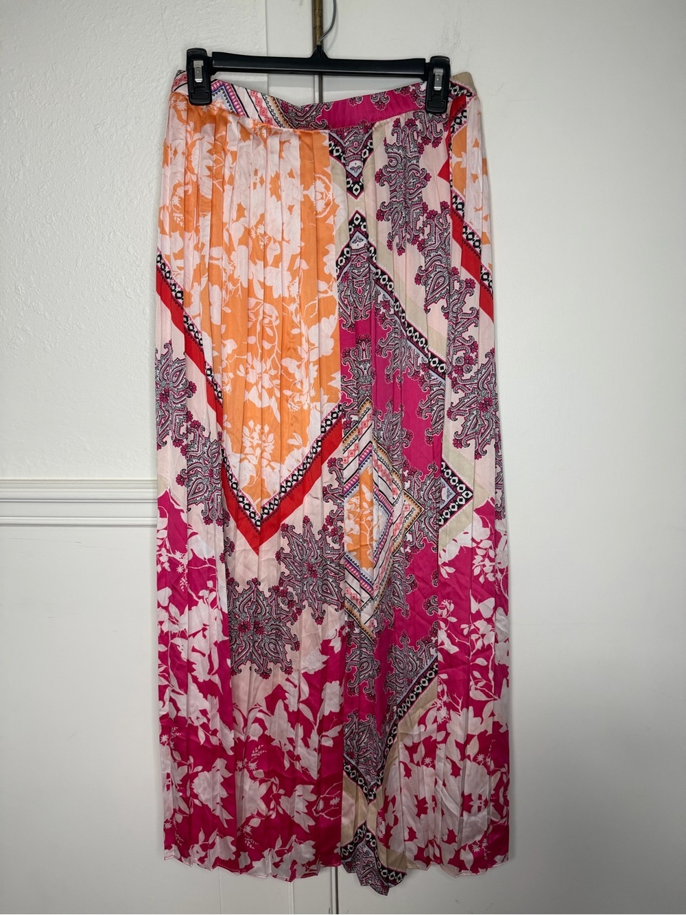 Chico's Pink & Orange Patchwork Maxi Skirt size 0 new with tag